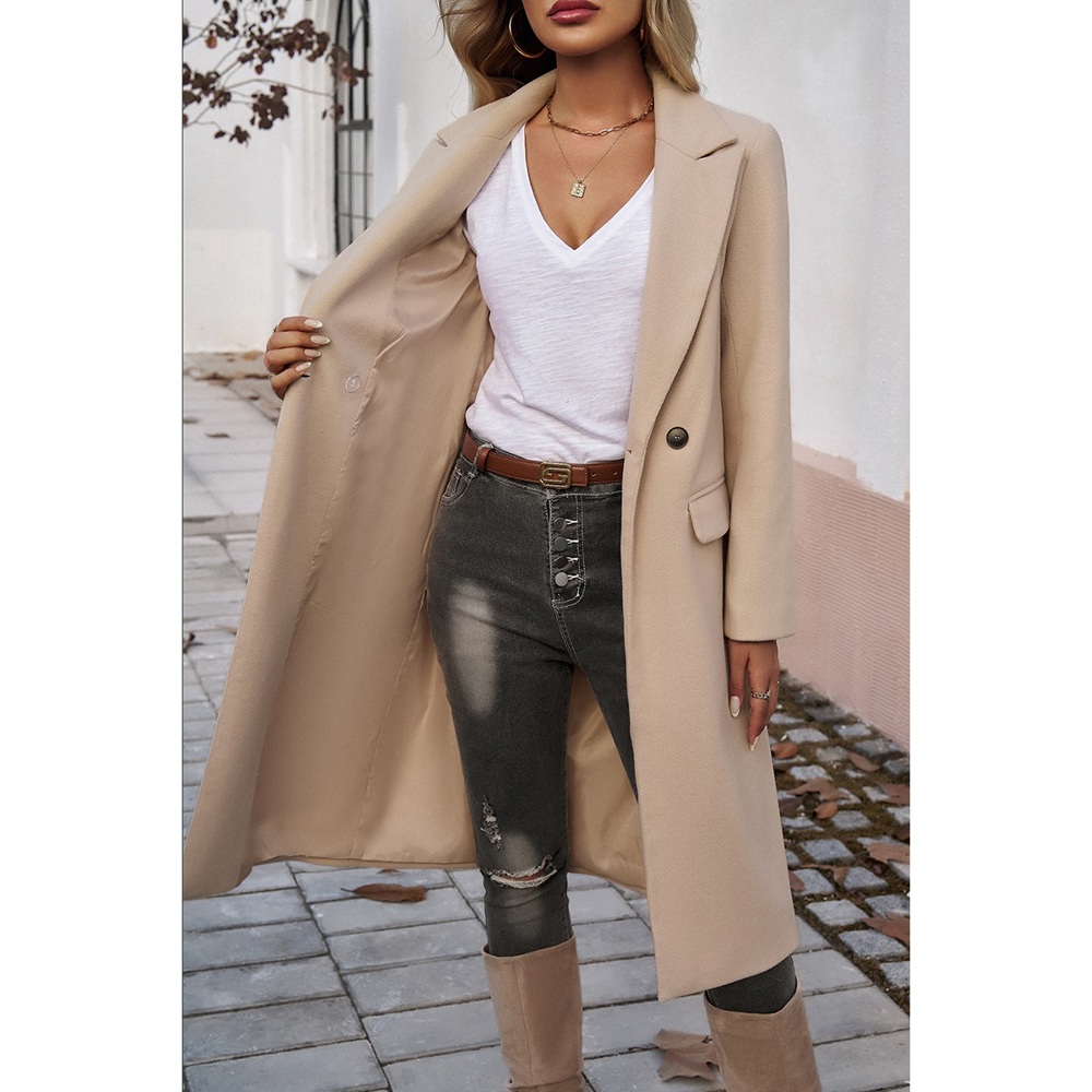 Chic Double Breasted Pocket Lapel Trench