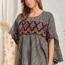  Savanna Jane Aztec Striped Poncho Blouse