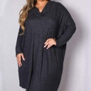  PLUS SIZE Long Sleeve Cowl Neck Mini Dress