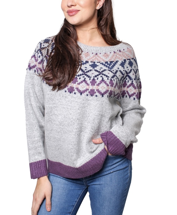 Snow Days Round Neck Knitted Jacquard Sweater