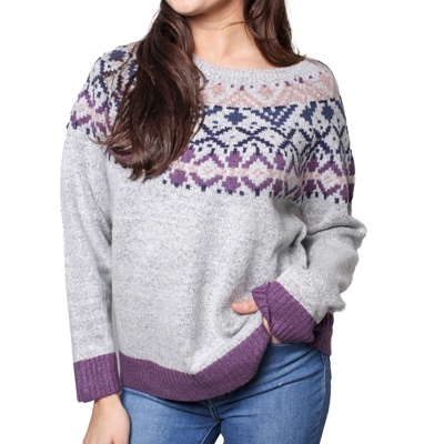 Snow Days Round Neck Knitted Jacquard Sweater