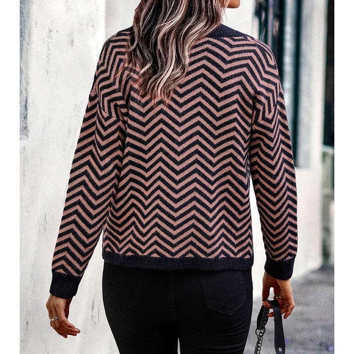 Chevron Stripe V-Neck Cardigan