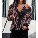  Chevron Stripe V-Neck Cardigan