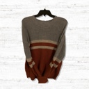 Large Rust/Gray Cute Horizontal Cable Knit Sweater