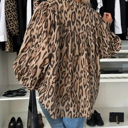  Leopard Balloon Sleeve Blouse