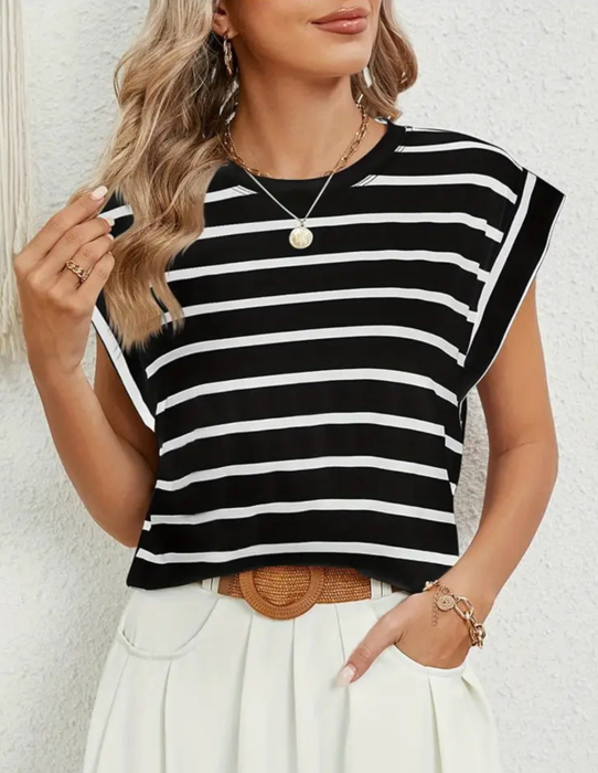 Black and White Striped Blouse