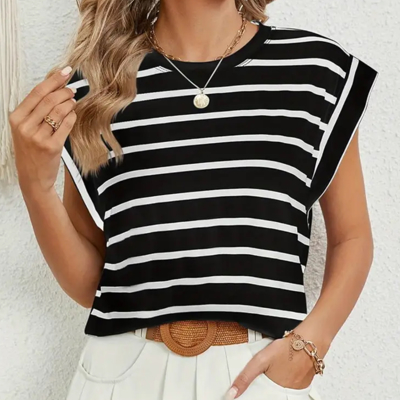 Black and White Striped Blouse