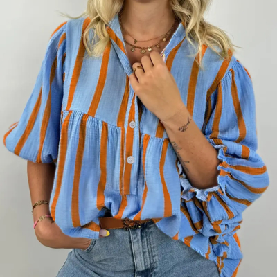 Periwinkle Vertical Stripe Blouse