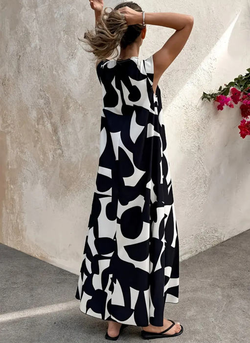 Black and white Abstract Maxi Dress