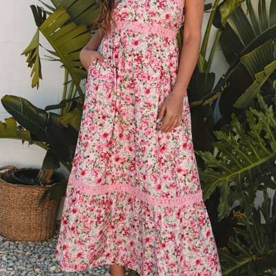 Pink Ditsy Floral Maxi Dress