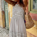  Chic Summer Gray Striped Maxi Dress