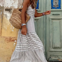  Chic Summer Gray Striped Maxi Dress