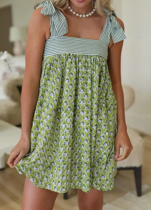 Alice Striped Tie Babydoll Dress
