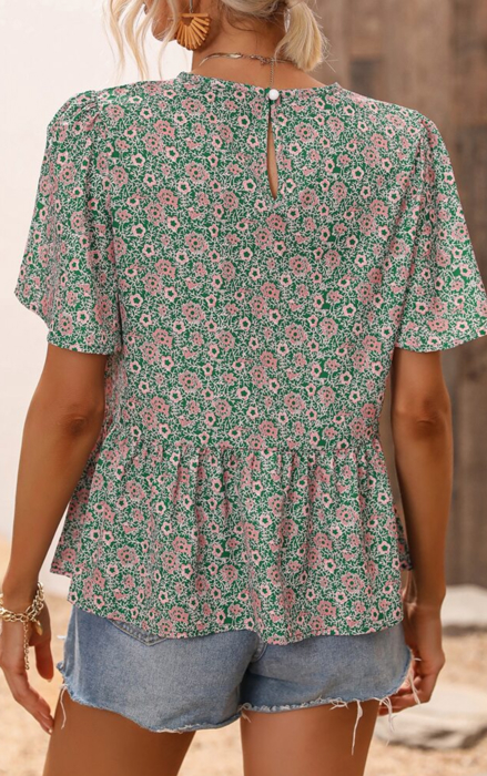 Floral Frenzy Butterfly Sleeve Blouse