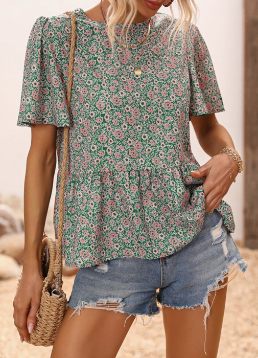 Floral Frenzy Butterfly Sleeve Blouse