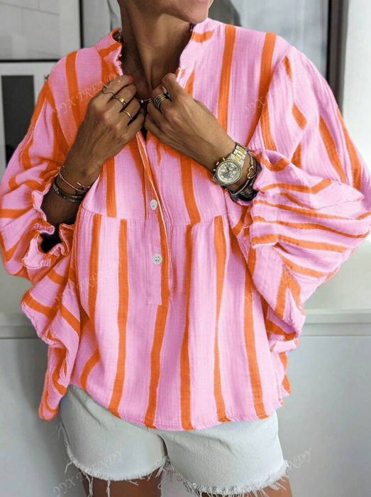 Pink and Orange Striped Blouse