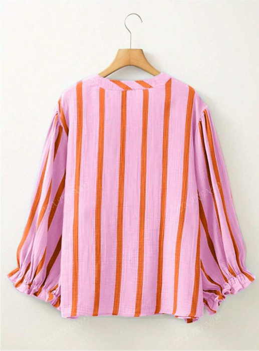 Pink and Orange Striped Blouse