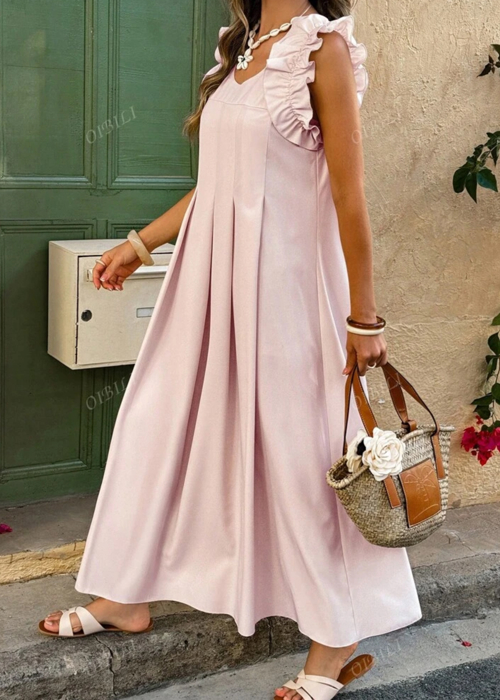 Chelsea Pleated Flutter Sleeve Dress