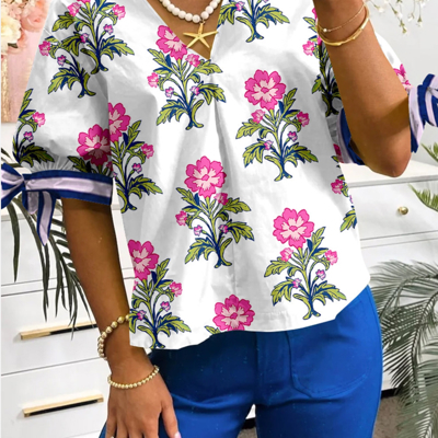 Adeline Floral Tie Sleeve Blouse