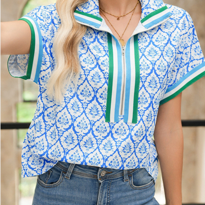 Callie Zippered Collar Blouse
