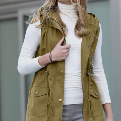 Olive Green Military Style Hoodie 