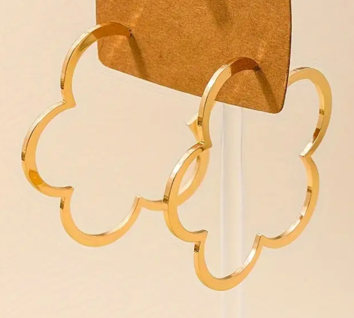 Gold Clover Hoop Earrings 