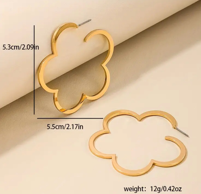 Gold Clover Hoop Earrings 