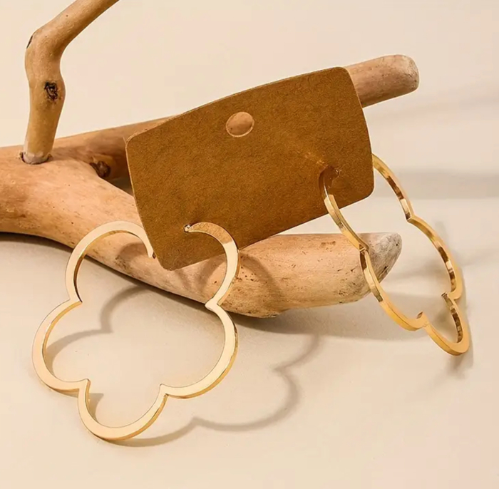 Gold Clover Hoop Earrings 