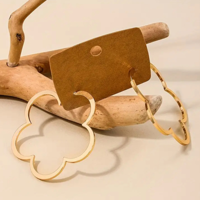 Gold Clover Hoop Earrings 