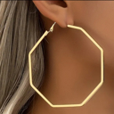 Gold-Plated Hexagon Alloy Hoops