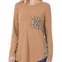  Zenana Contrast Leopard Pocket Top