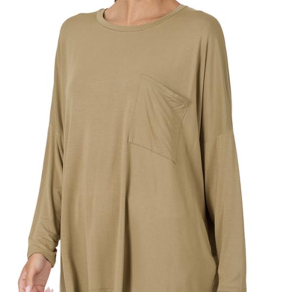 Zenana Long Sleeved Oversize Tee with Front Pocket