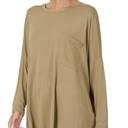  Zenana Long Sleeved Oversize Tee with Front Pocket