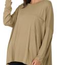  Zenana Long Sleeved Oversize Tee with Front Pocket