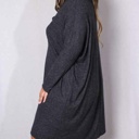  PLUS SIZE Long Sleeve Cowl Neck Mini Dress