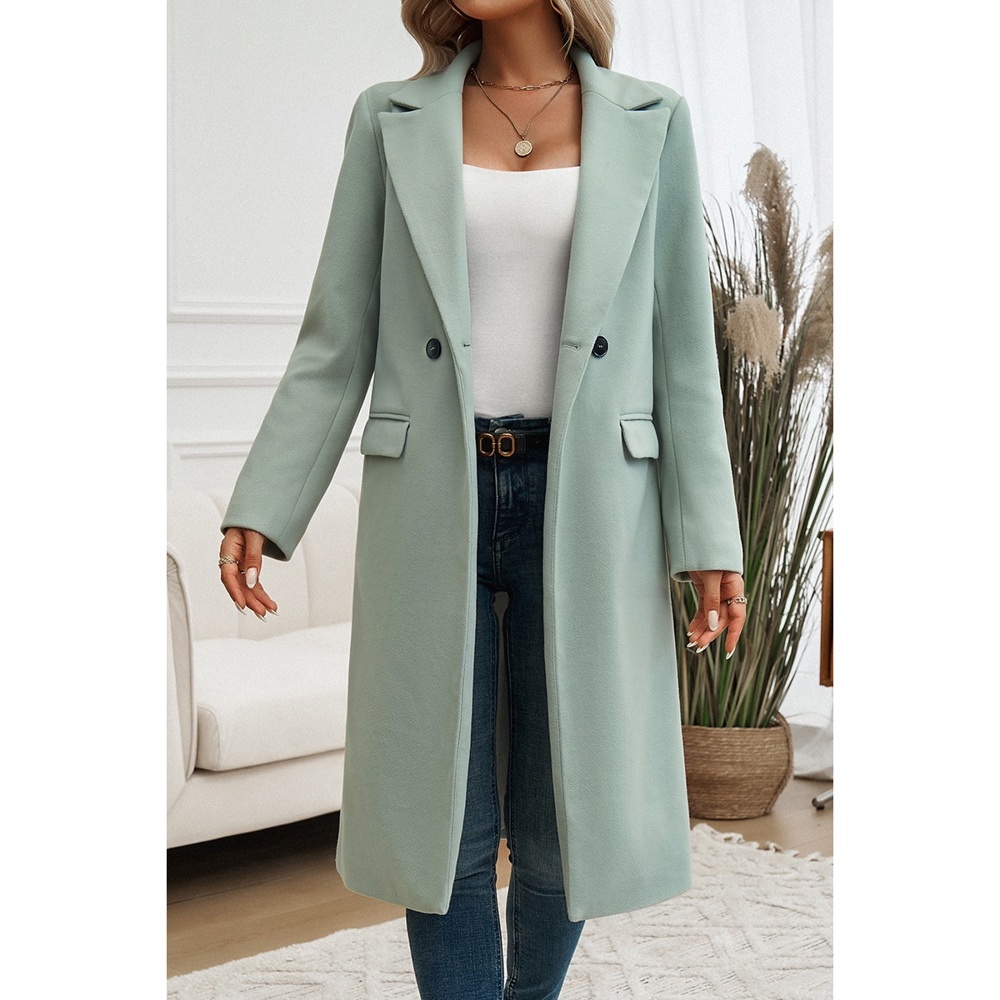 Chic Double Breasted Pocket Lapel Trench