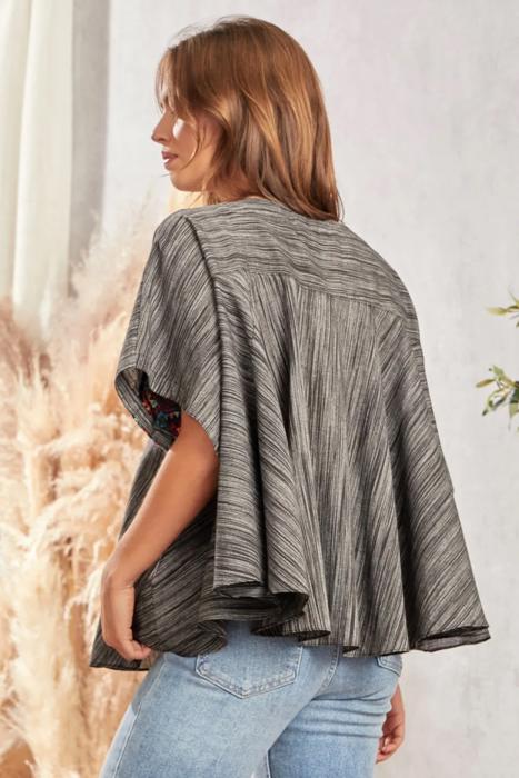 Savanna Jane Aztec Striped Poncho Blouse