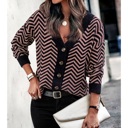  Chevron Stripe V-Neck Cardigan