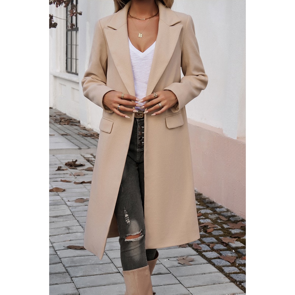 Chic Double Breasted Pocket Lapel Trench