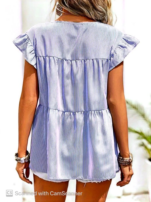 Skies The Limit Blue Pinstripe Blouse