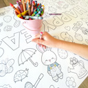  Easter Coloring Table Runner, Happy Easter Coloring Page, Bunny Coloring Poster, Coloring, Party Decorations, Easter Party, Bunny Party