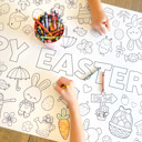  Easter Coloring Table Runner, Happy Easter Coloring Page, Bunny Coloring Poster, Coloring, Party Decorations, Easter Party, Bunny Party