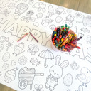  Easter Coloring Table Runner, Happy Easter Coloring Page, Bunny Coloring Poster, Coloring, Party Decorations, Easter Party, Bunny Party
