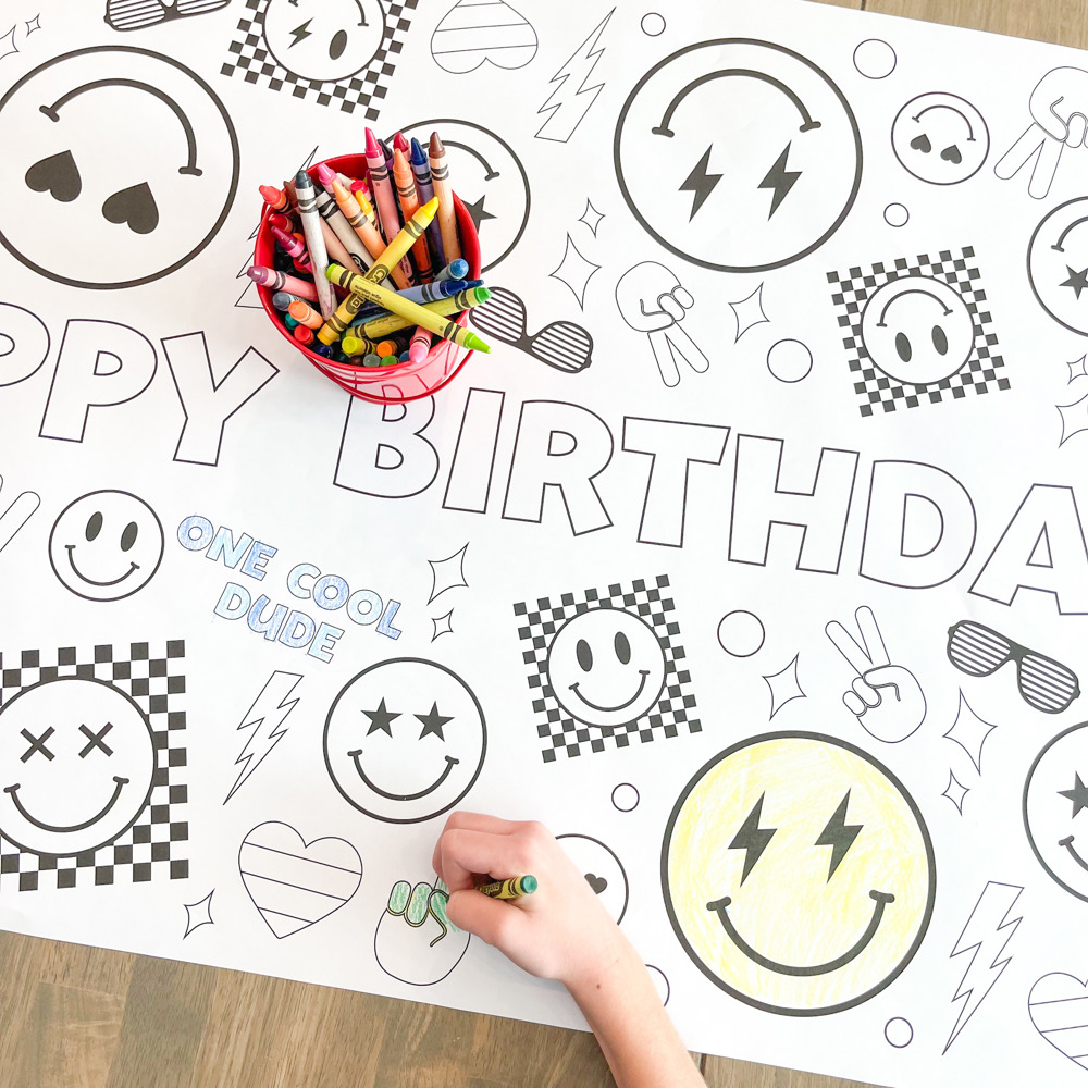 Cool Dude Coloring Table Runner, Happy Dude Themed Birthday, Coloring Page, Giant Coloring Poster, Coloring, One Cool Dude Birthday