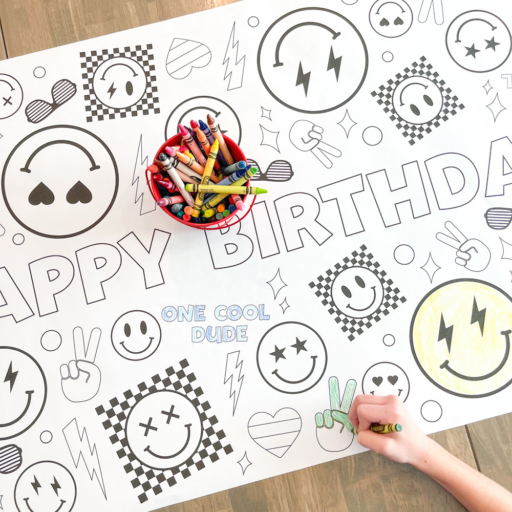 Cool Dude Coloring Table Runner, Happy Dude Themed Birthday, Coloring Page, Giant Coloring Poster, Coloring, One Cool Dude Birthday