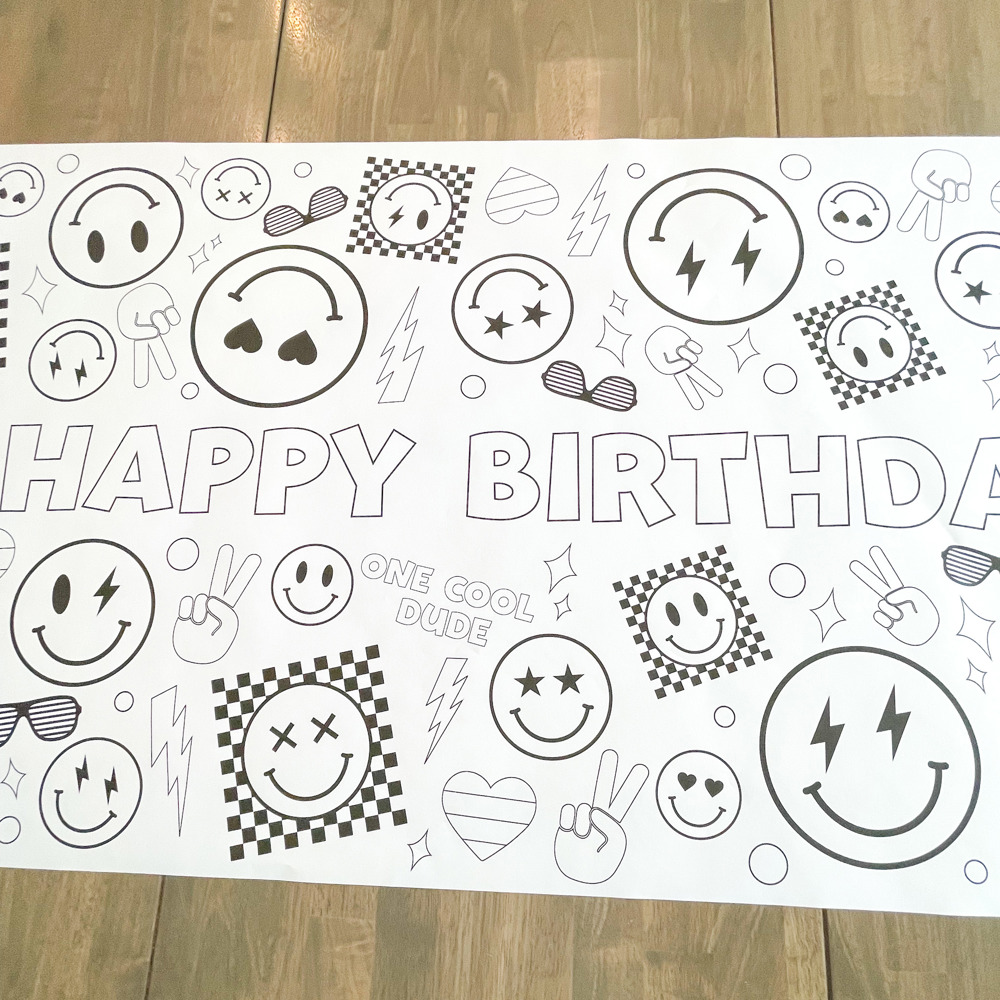 Cool Dude Coloring Table Runner, Happy Dude Themed Birthday, Coloring Page, Giant Coloring Poster, Coloring, One Cool Dude Birthday