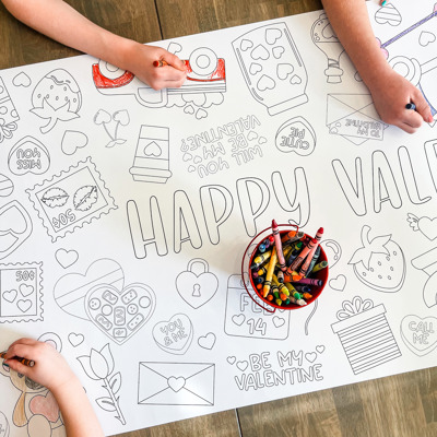 Valentine's Day Coloring Table Runner