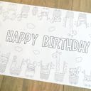  Animal Train Coloring Table Runner Happy Birthday