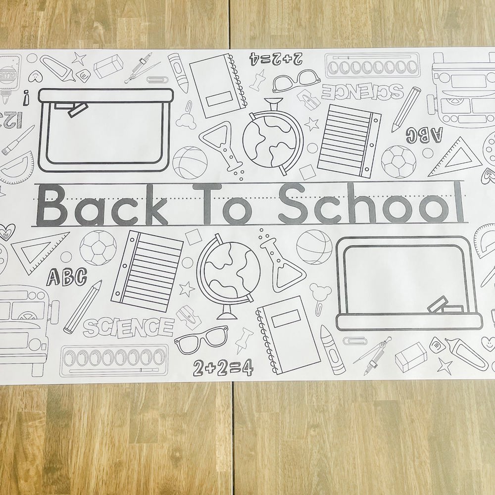 Back to School Coloring Table Runner