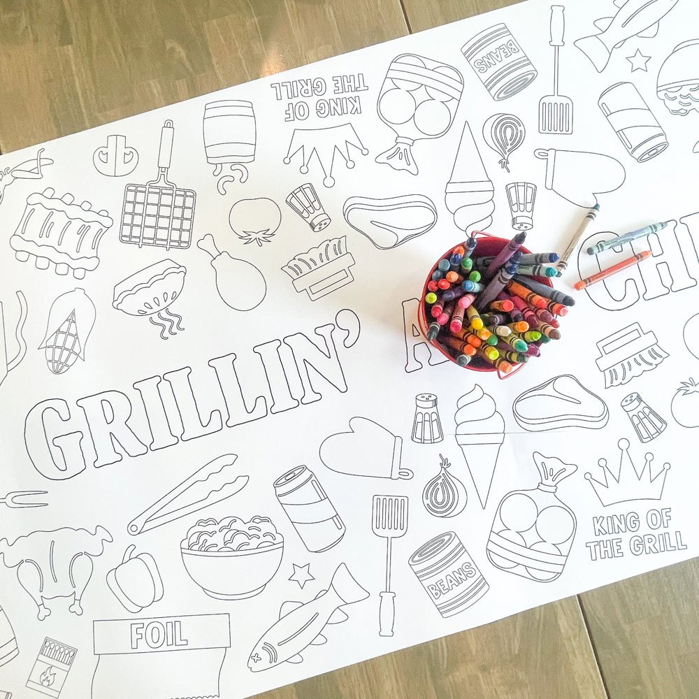 BBQ Coloring Table Runner Summer